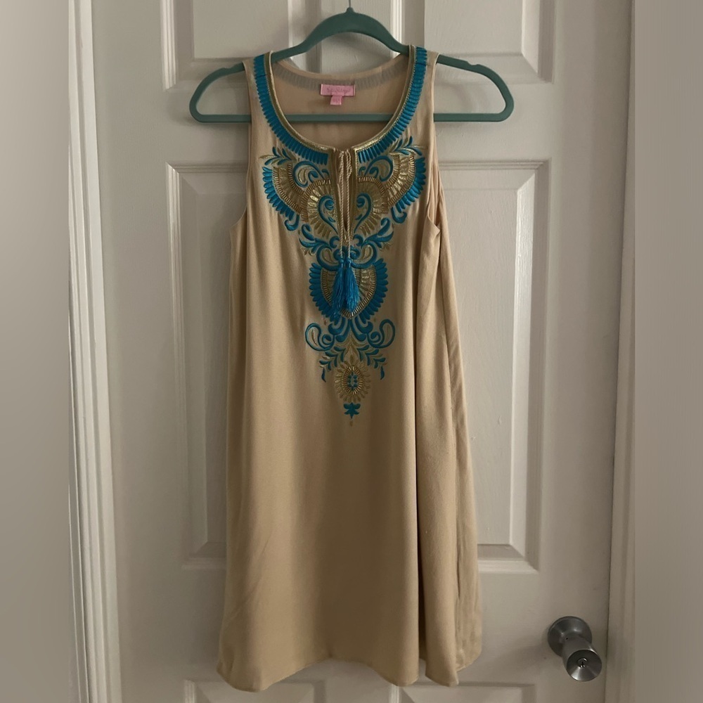 Lilly Pulitzer Womens Aubra Shift Dress. Sleeveless. Embroidered. EUC. Size XS.